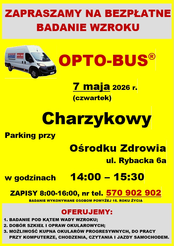 Plakat bezpłatnego badania wzroku