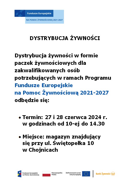 Informacja na&nbsp;temat dystrybucji żywności